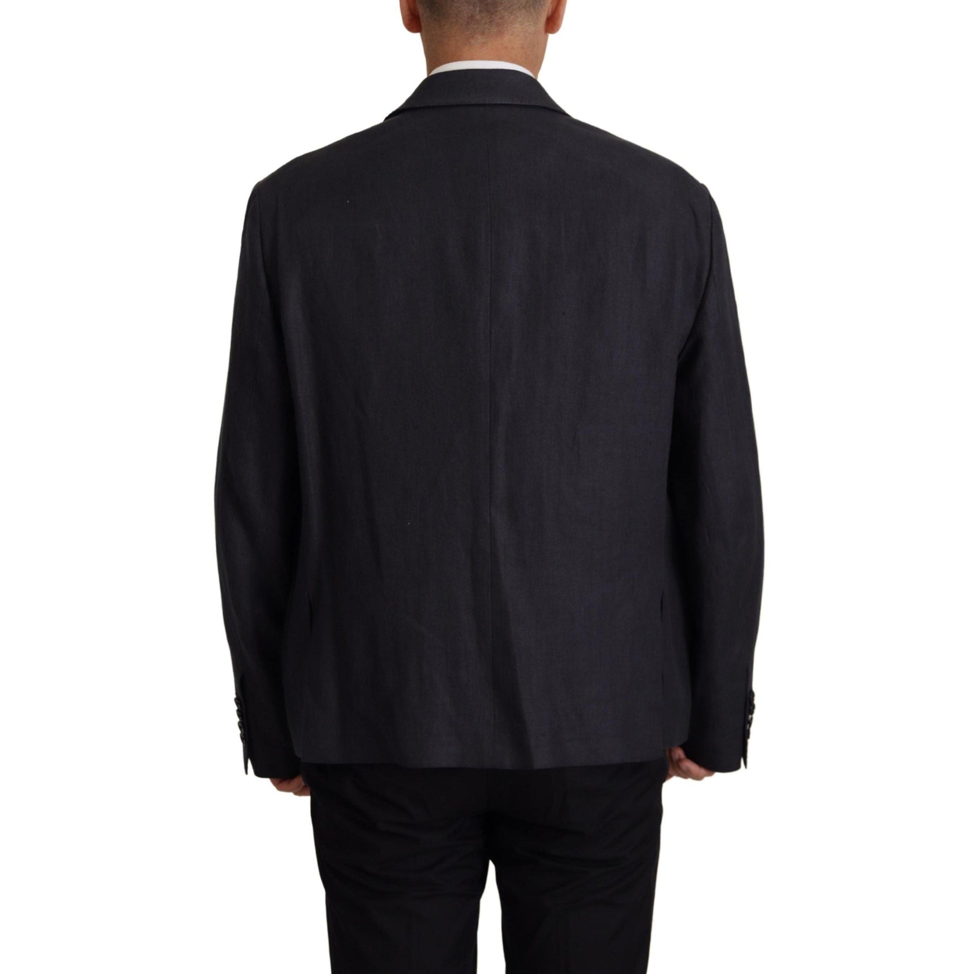 Dolce & Gabbana Blue Linen Formal Mens Blazer Jacket