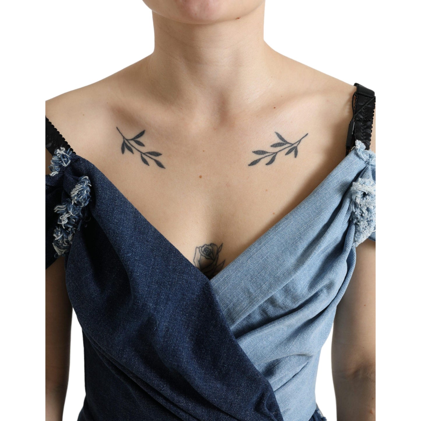 Dolce & Gabbana Blue Patchwork Two Tone Denim Mini Dress