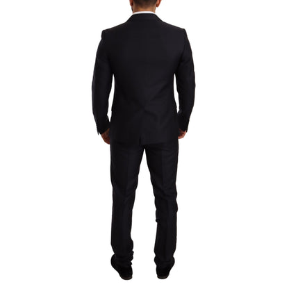 Dolce & Gabbana Blue Pattern MARTINI SLIM FIT 2 Piece Suit