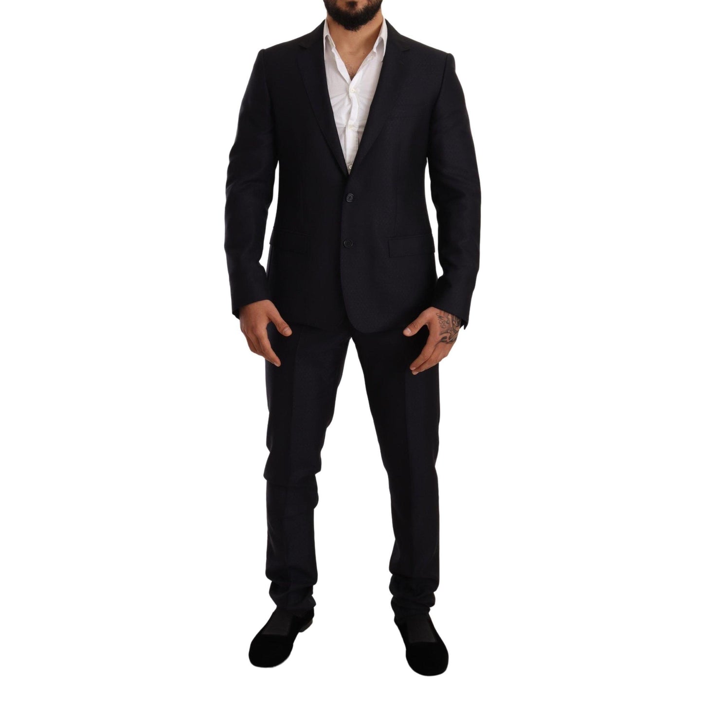 Dolce & Gabbana Blue Pattern MARTINI SLIM FIT 2 Piece Suit