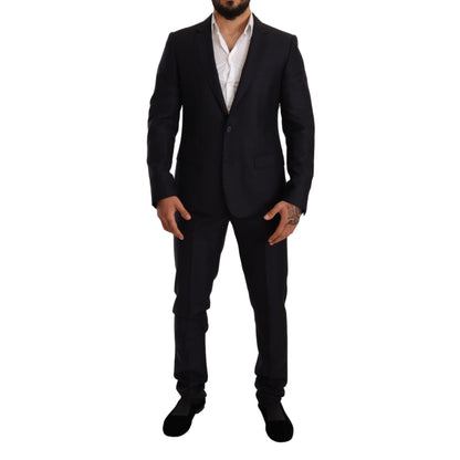 Dolce & Gabbana Blue Pattern MARTINI SLIM FIT 2 Piece Suit