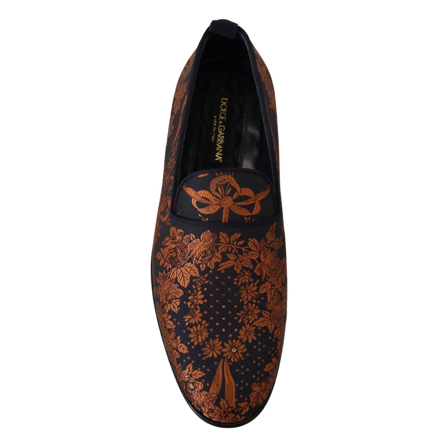 Dolce & Gabbana Blue Rust Floral Slippers Loafers Shoes