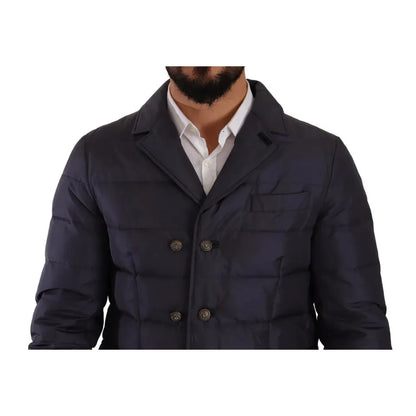 Dolce & Gabbana Blue Silk Goat Coat Blouson Winter Jacket