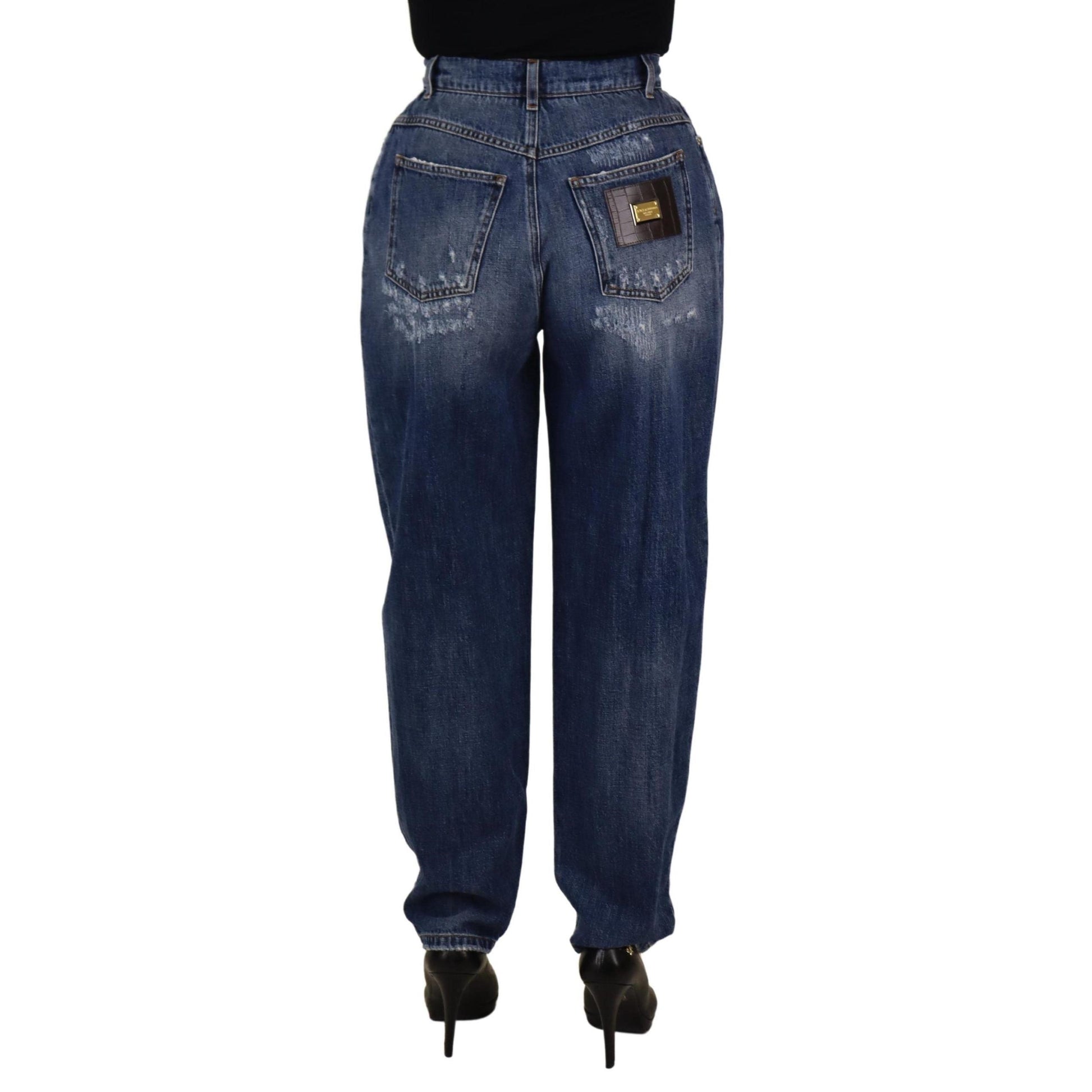 Dolce & Gabbana Blue Washed High Waist Loose Fit Pants