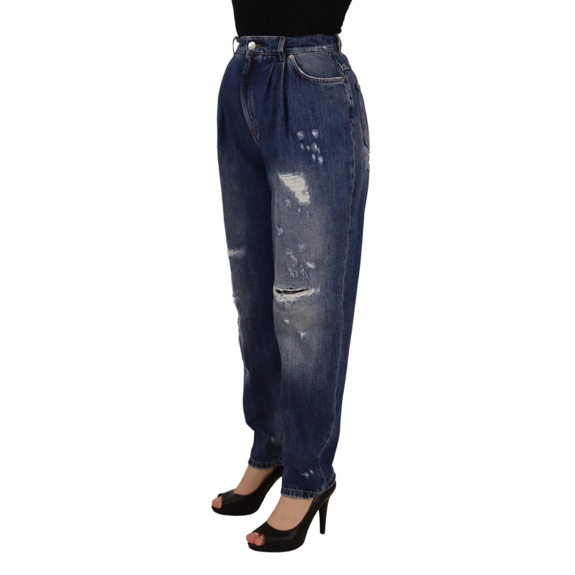Dolce & Gabbana Blue Washed High Waist Loose Fit Pants