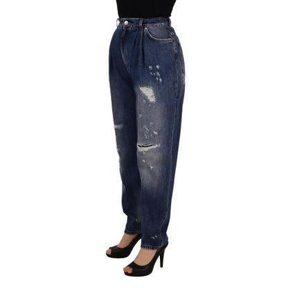 Dolce & Gabbana Blue Washed High Waist Loose Fit Pants