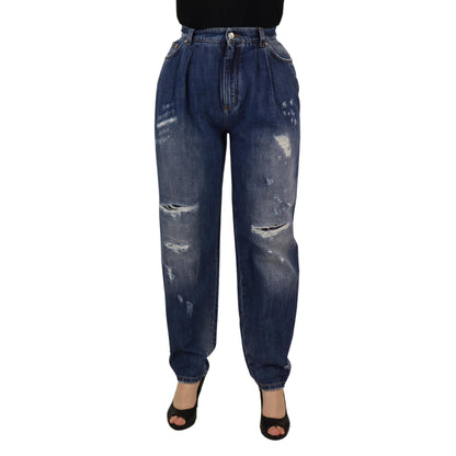 Dolce & Gabbana Blue Washed High Waist Loose Fit Pants