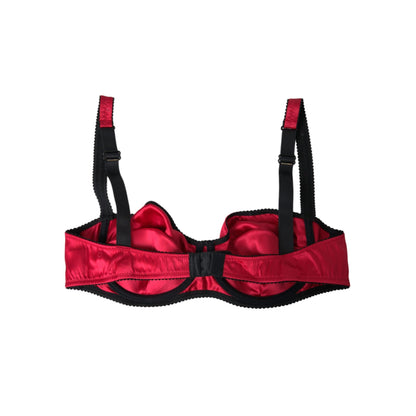 Dolce & Gabbana Bordeaux Silk Stretch Balconcino Bra Underwear