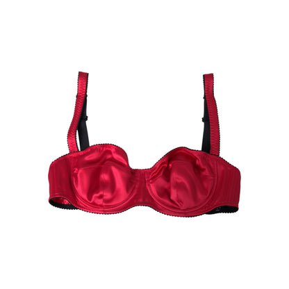 Dolce & Gabbana Bordeaux Silk Stretch Balconcino Bra Underwear