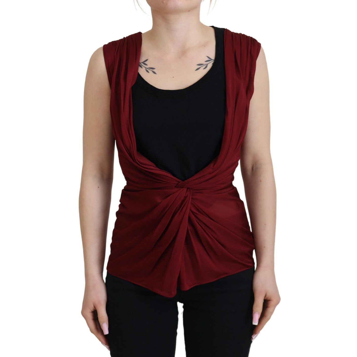 Dolce & Gabbana Bordeaux Silk Stretch Top Vest Blouse