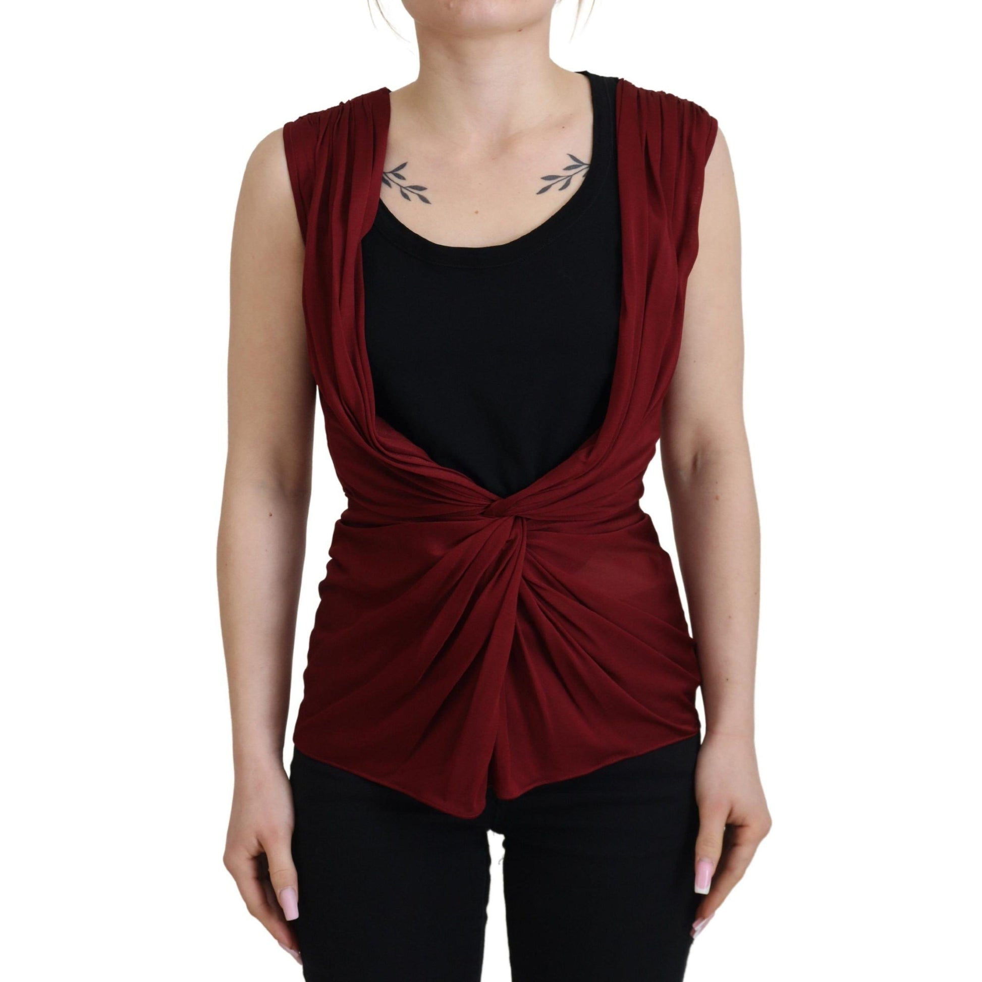Dolce & Gabbana Bordeaux Silk Stretch Top Vest Blouse
