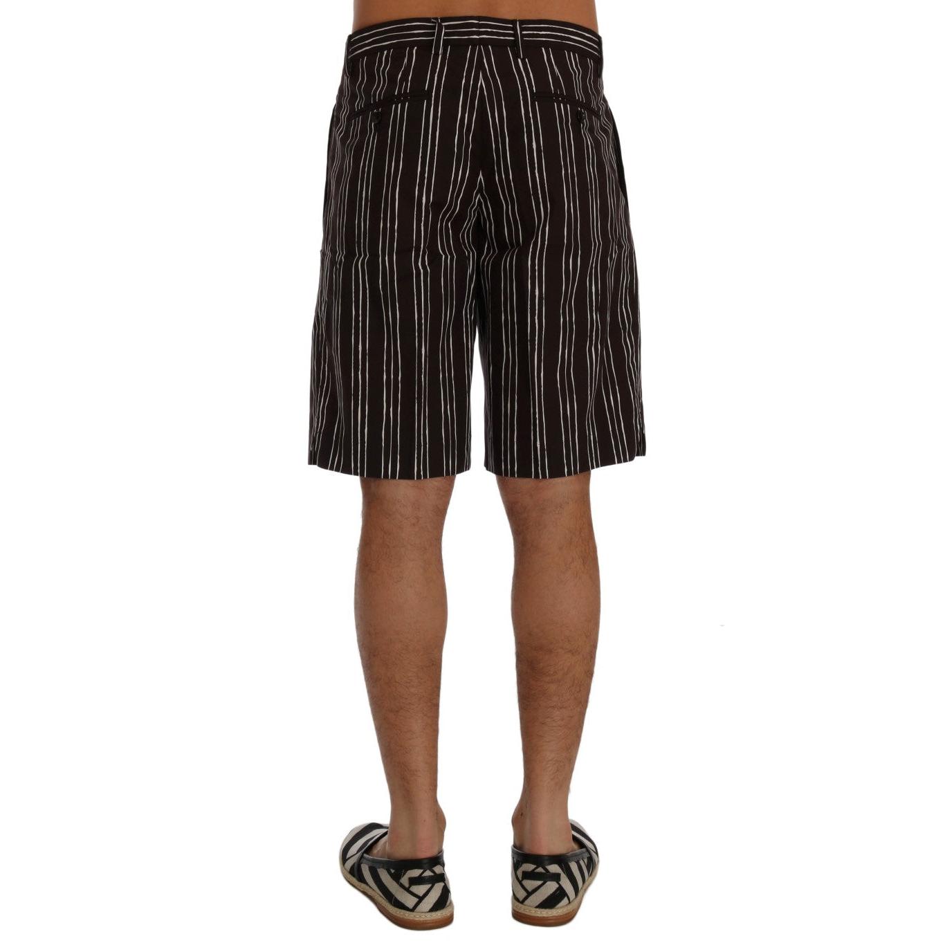 Dolce & Gabbana Bordeaux White Striped Hemp Casual Shorts