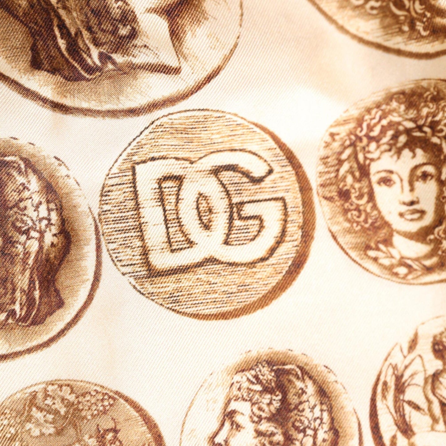 Dolce & Gabbana Brown Ancient Coin Print Silk Shorts Swimwear