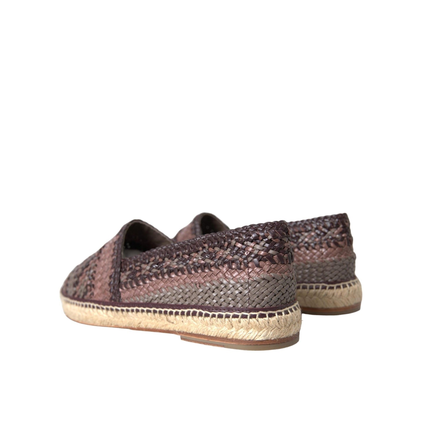 Dolce & Gabbana Brown Buffalo Leather Espadrille Flats Shoes