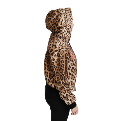 Dolce & Gabbana Brown Hooded Studded Ayers Leopard Sweater