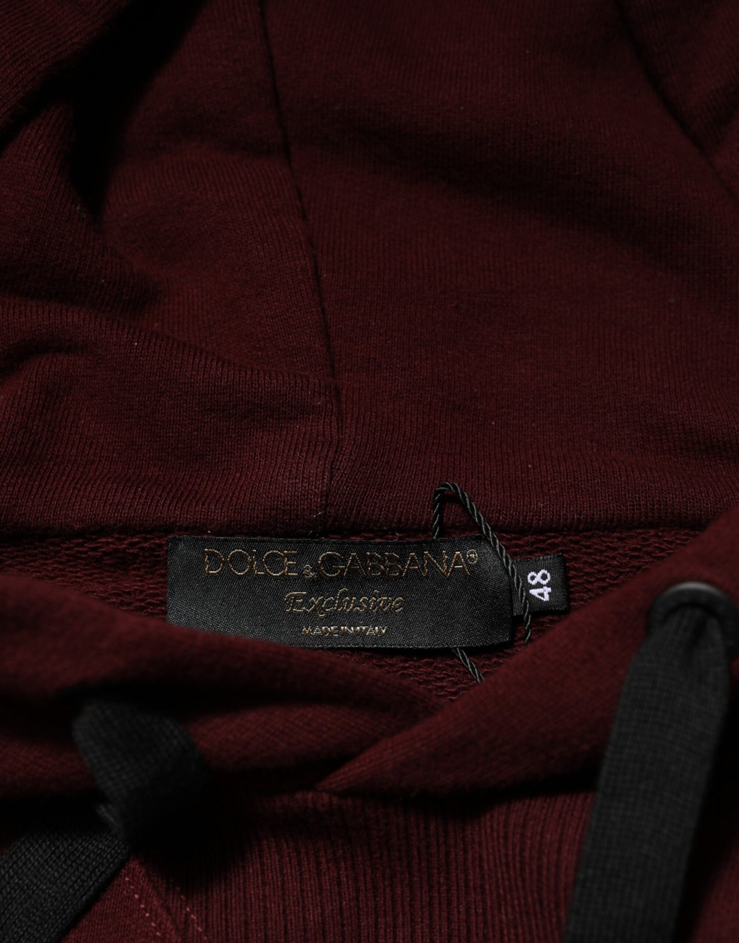 Dolce & Gabbana Burgundy Cotton Plaid Lined Men Hoodie Sweater