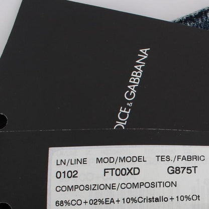 Dolce & Gabbana Crystal Roses Heart Embellished Jeans