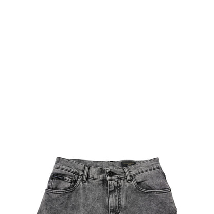 Dolce & Gabbana Dark Gray Washed Cotton Slim Fit Denim Jeans
