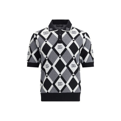 Dolce & Gabbana Diamond knit Polo Sweater