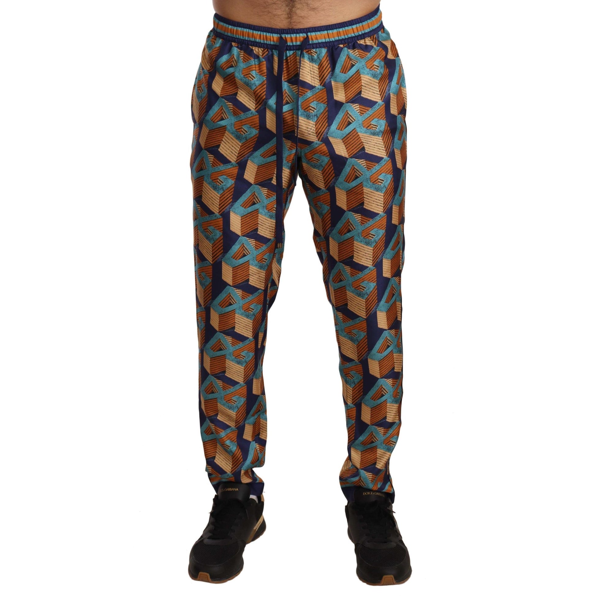 Dolce & Gabbana Elegant Silk Jogger Pants with Vibrant Print