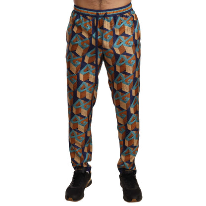 Dolce & Gabbana Elegant Silk Jogger Pants with Vibrant Print
