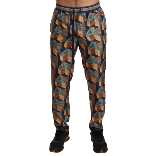 Dolce & Gabbana Elegant Silk Jogger Pants with Vibrant Print