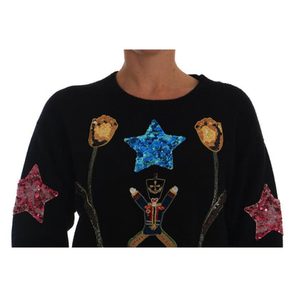 Dolce & Gabbana Fairy Tale Crystal Black Cashmere Sweater