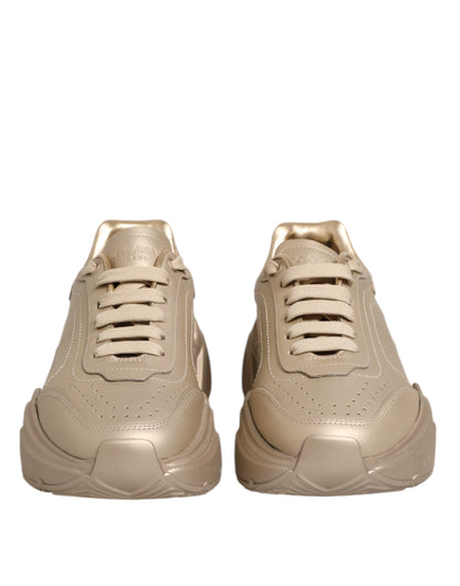 Dolce & Gabbana Gold Leather Daymaster Women Sneakers Shoes
