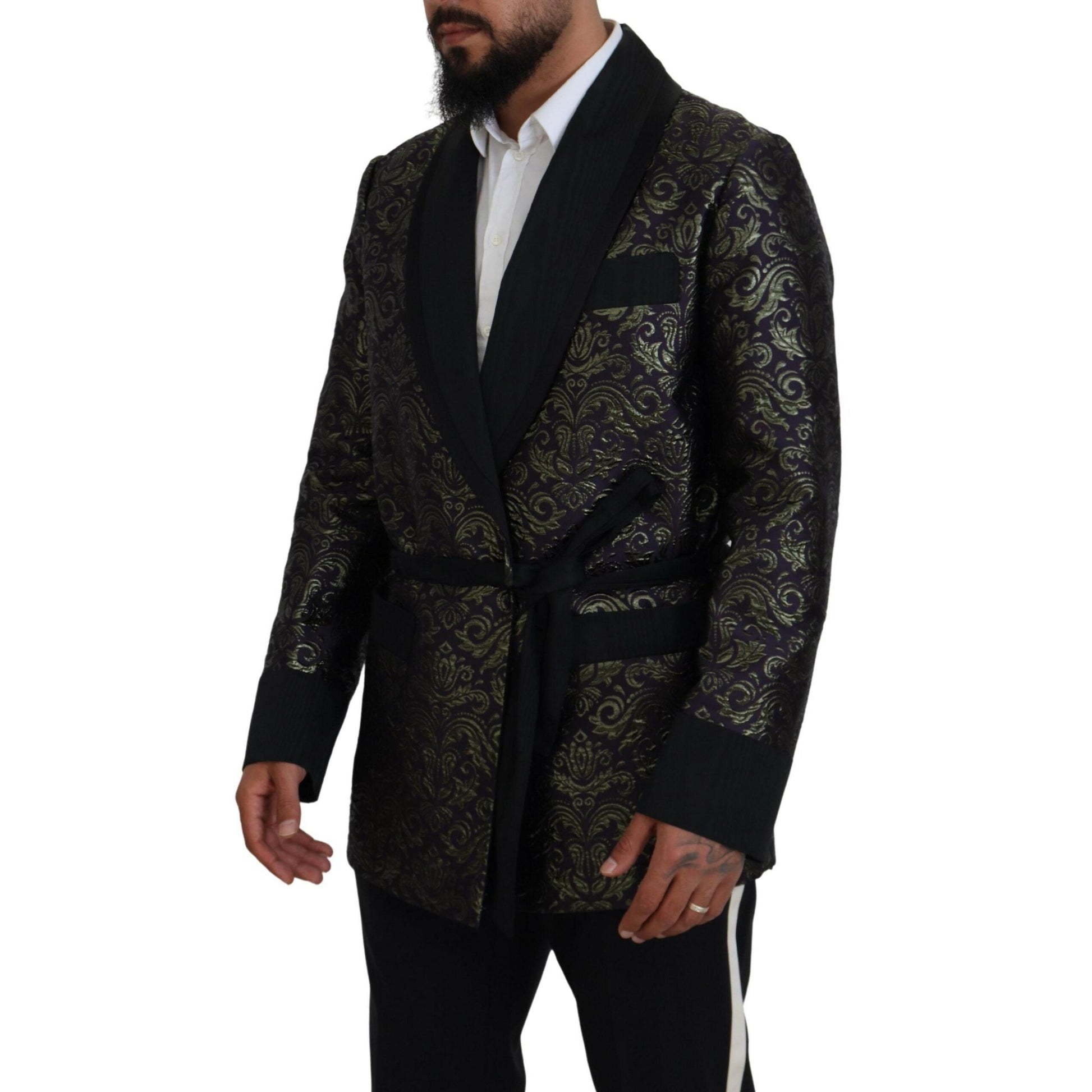 Dolce & Gabbana Gold Purple Baroque Jacket Blazer Robe
