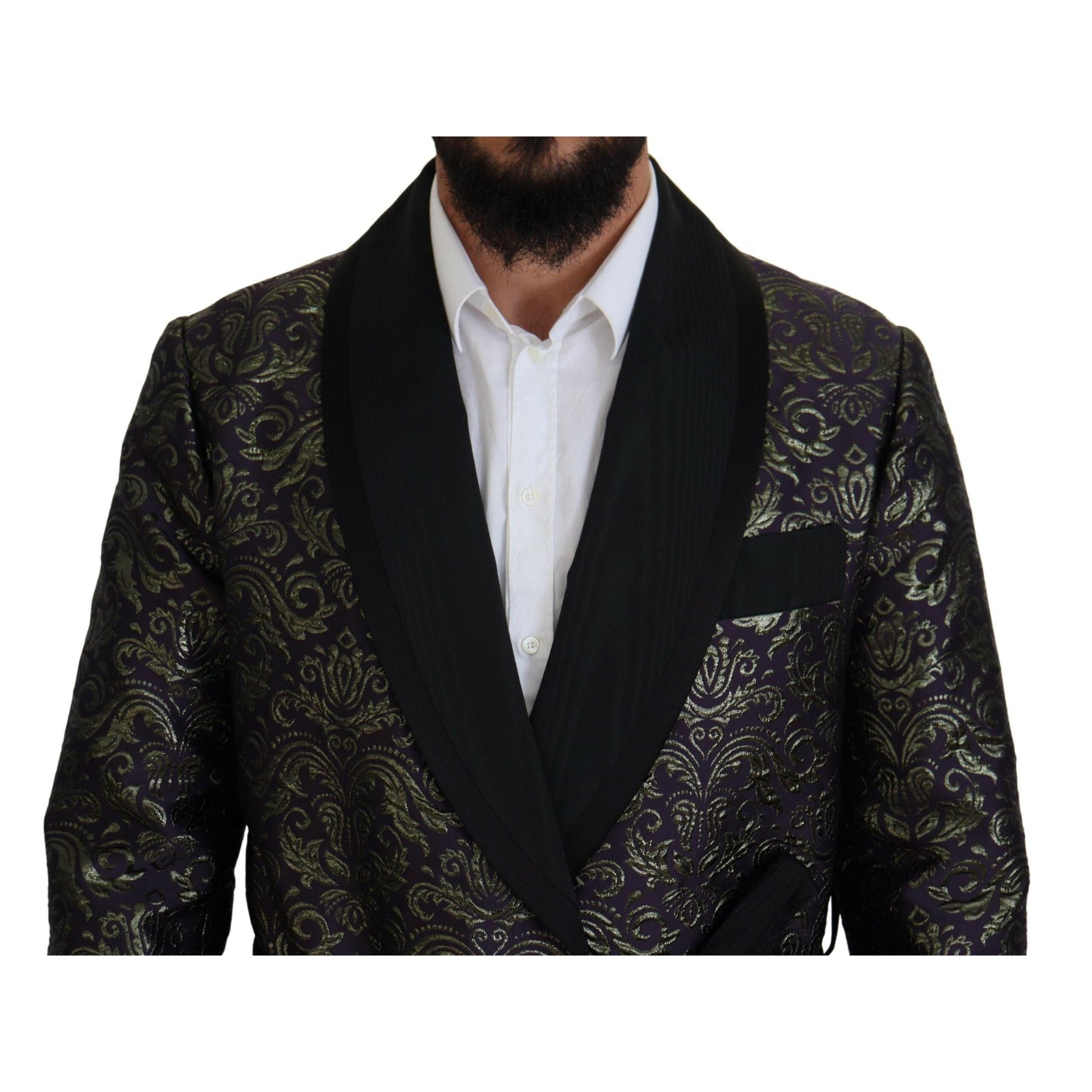 Dolce & Gabbana Gold Purple Baroque Jacket Blazer Robe