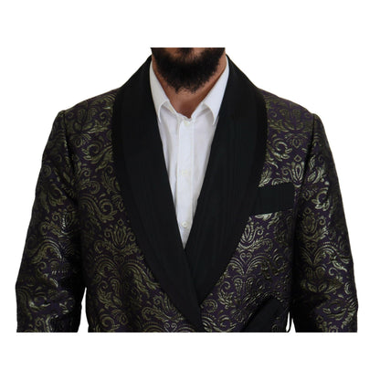 Dolce & Gabbana Gold Purple Baroque Jacket Blazer Robe