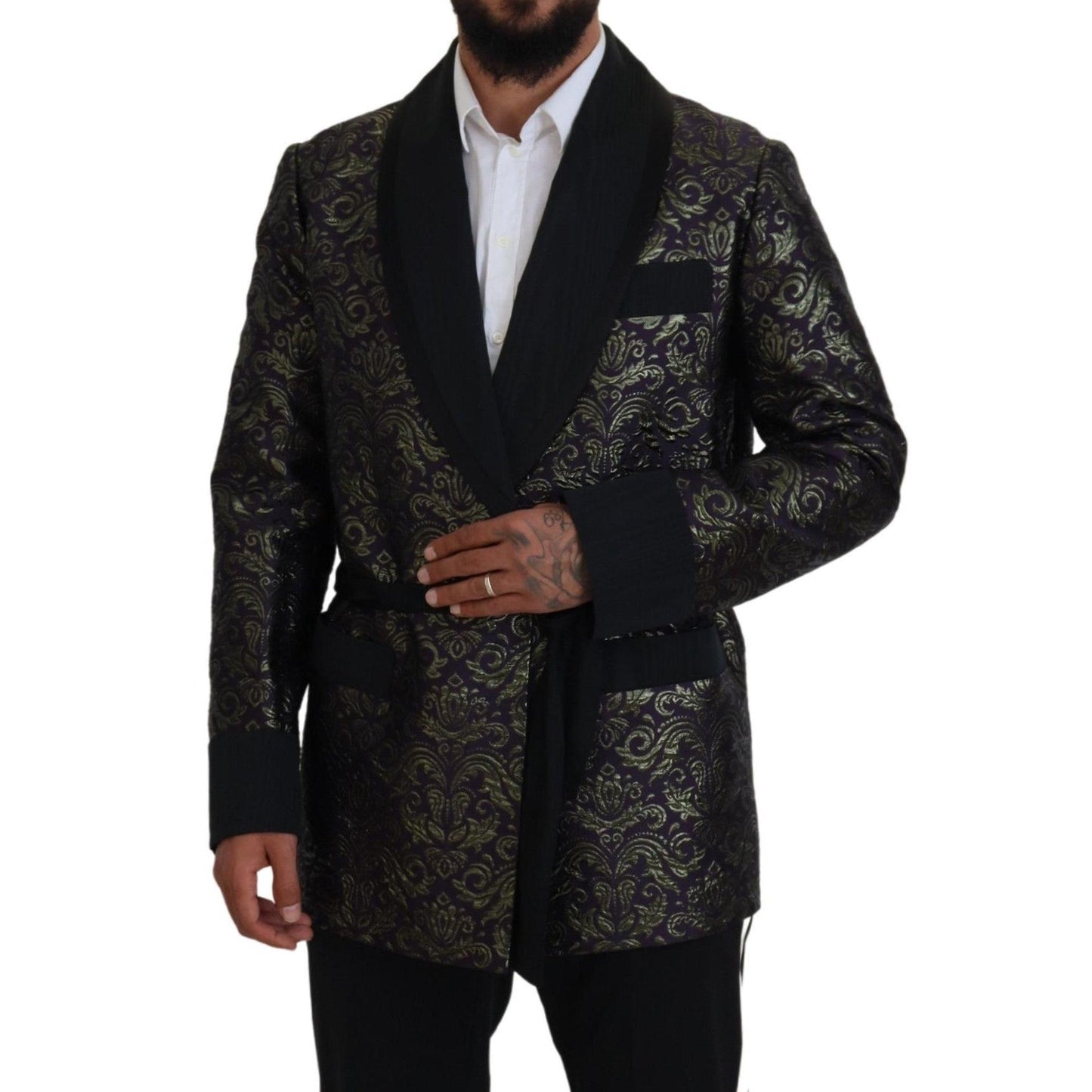 Dolce & Gabbana Gold Purple Baroque Jacket Blazer Robe