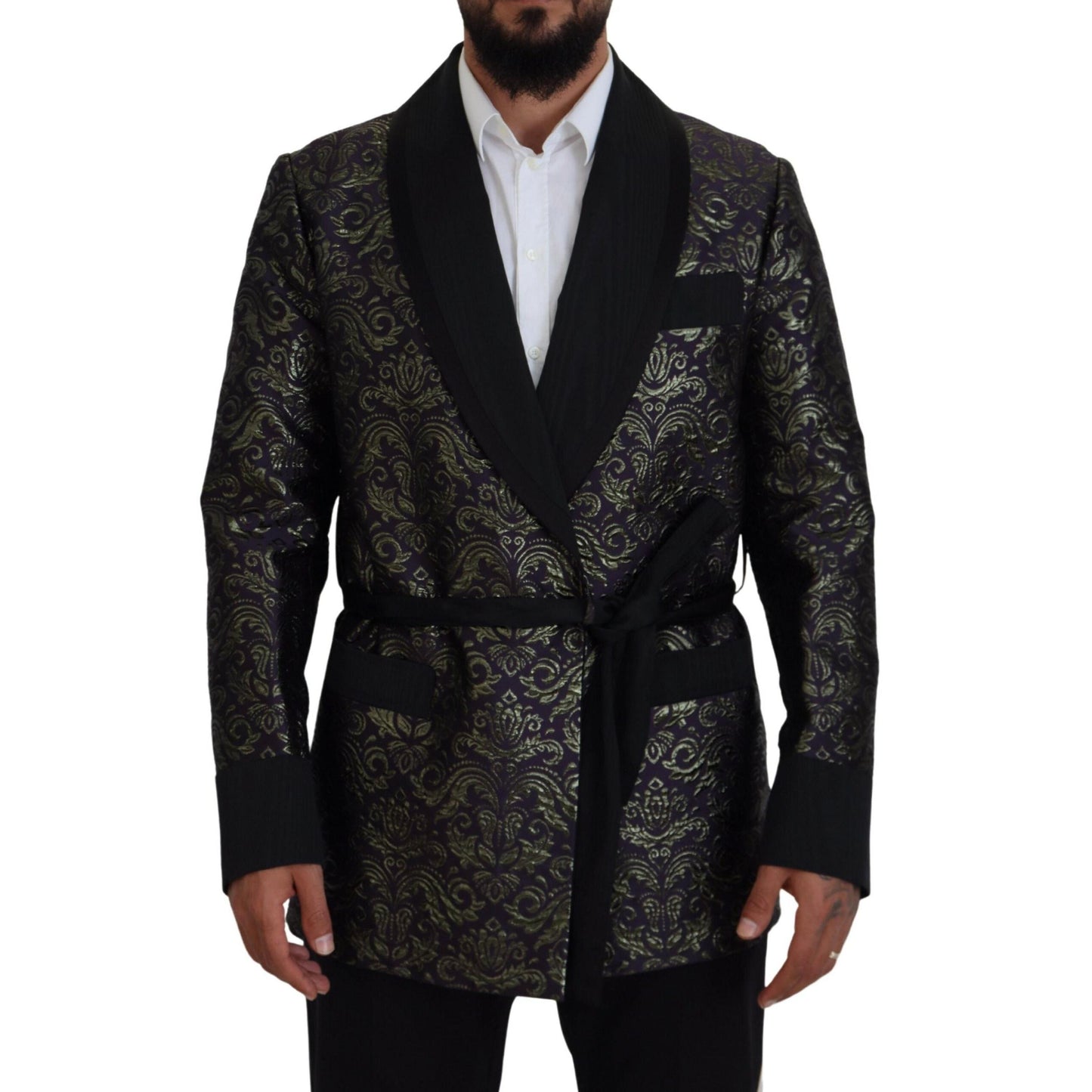 Dolce & Gabbana Gold Purple Baroque Jacket Blazer Robe
