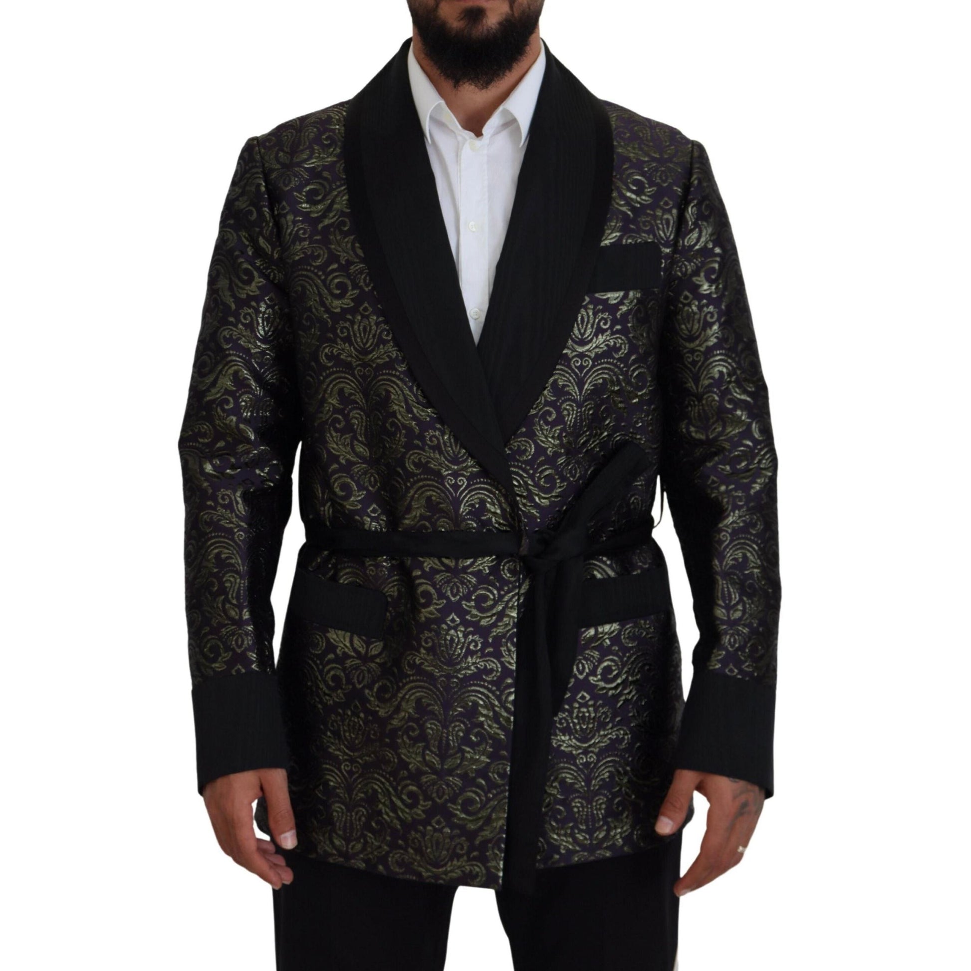 Dolce & Gabbana Gold Purple Baroque Jacket Blazer Robe