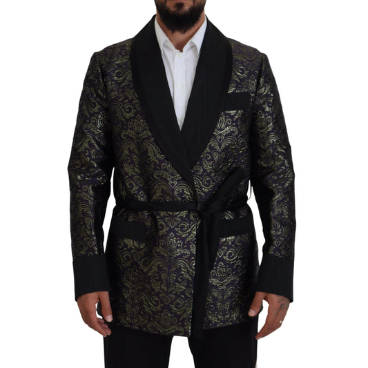 Dolce & Gabbana Gold Purple Baroque Jacket Blazer Robe