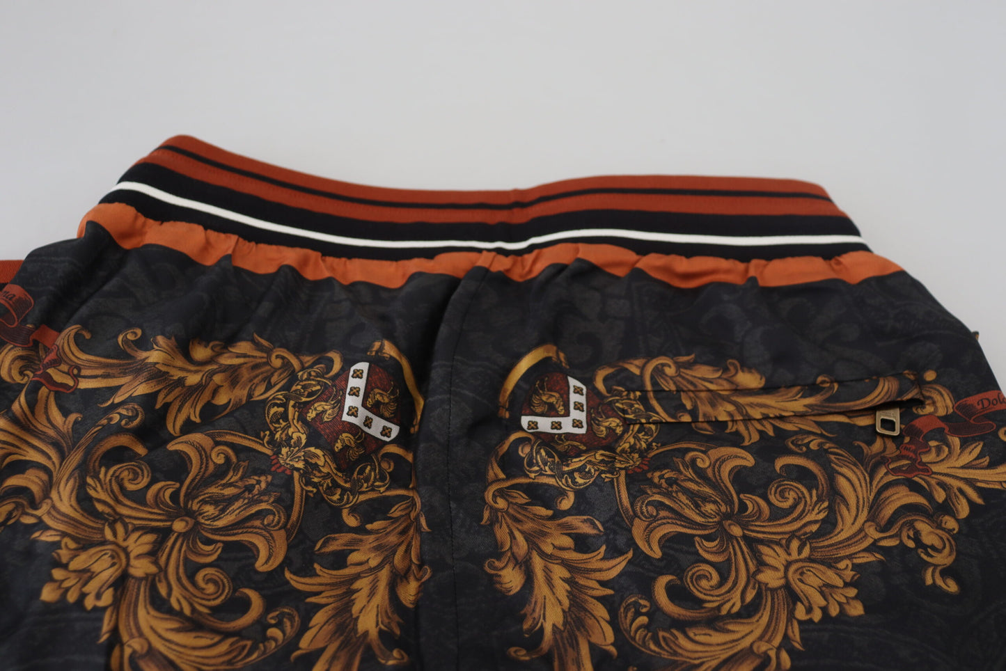 Dolce & Gabbana Grå Silke Baroque Crown Bukser & Jeans Sport Bukser & Jeans