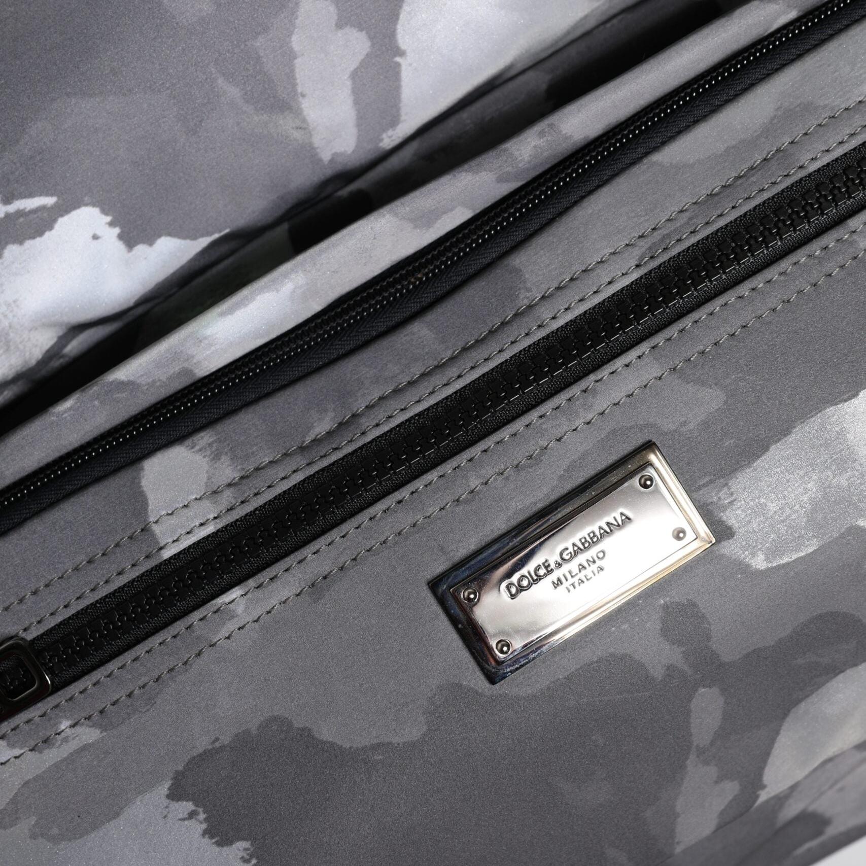 Dolce & Gabbana Gray Camo Cotton Multiple Compartments Tote Bag