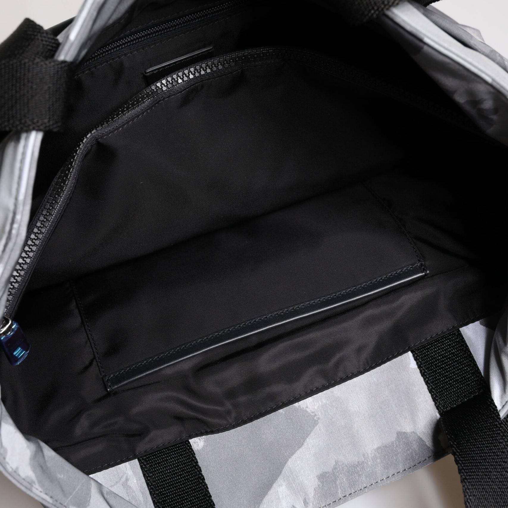 Dolce & Gabbana Gray Camo Cotton Multiple Compartments Tote Bag