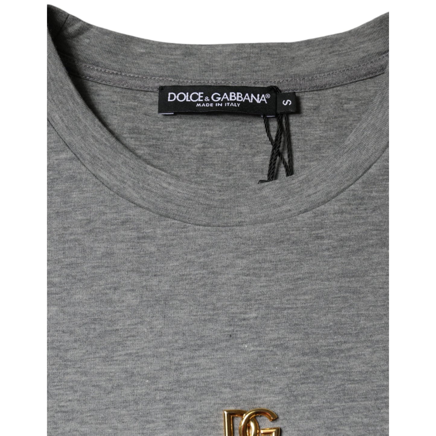 Dolce & Gabbana Gray Cotton Blend Embellished Tee T-shirt