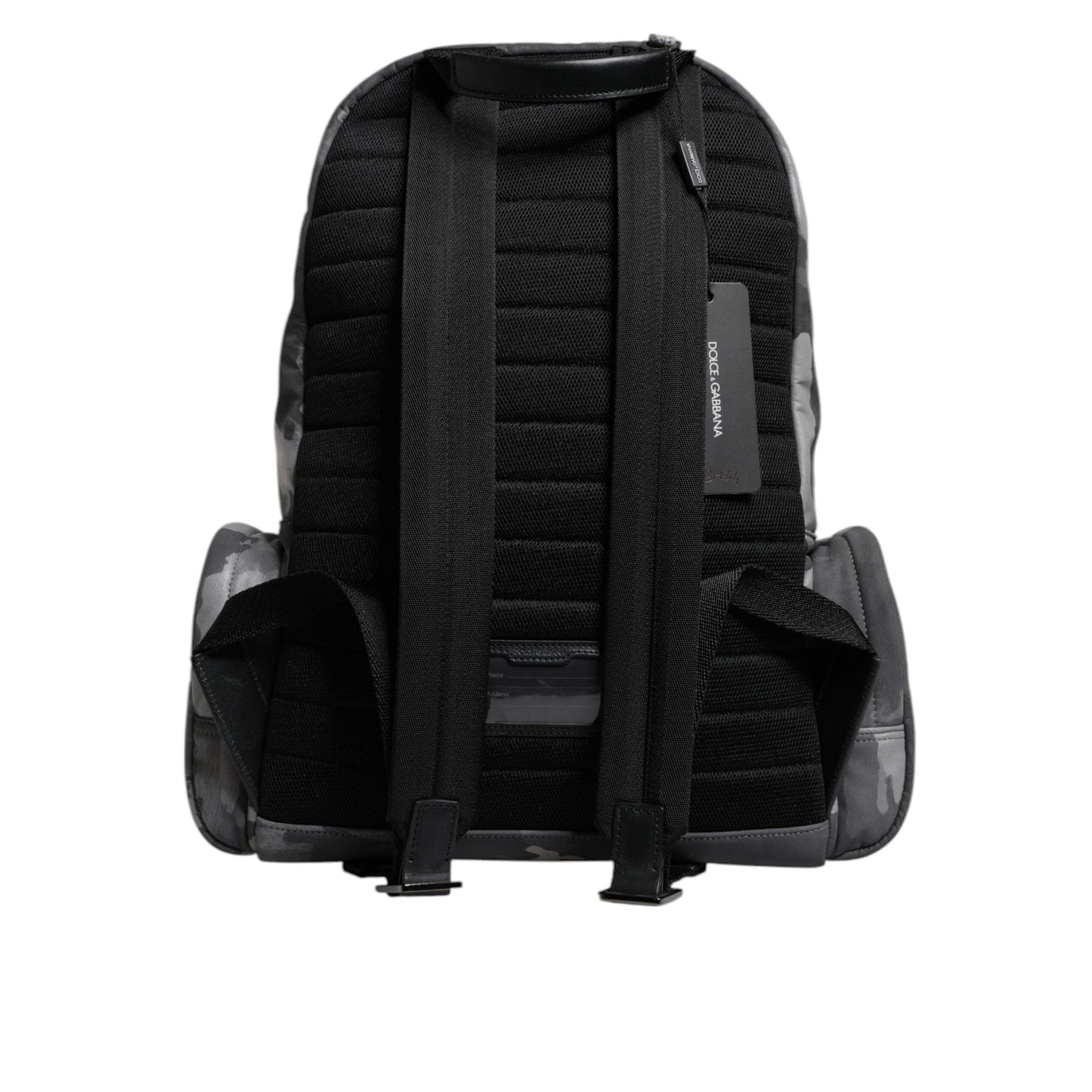 Dolce & Gabbana Gray Cotton Camouflage Logo Plaque Backpack Bag