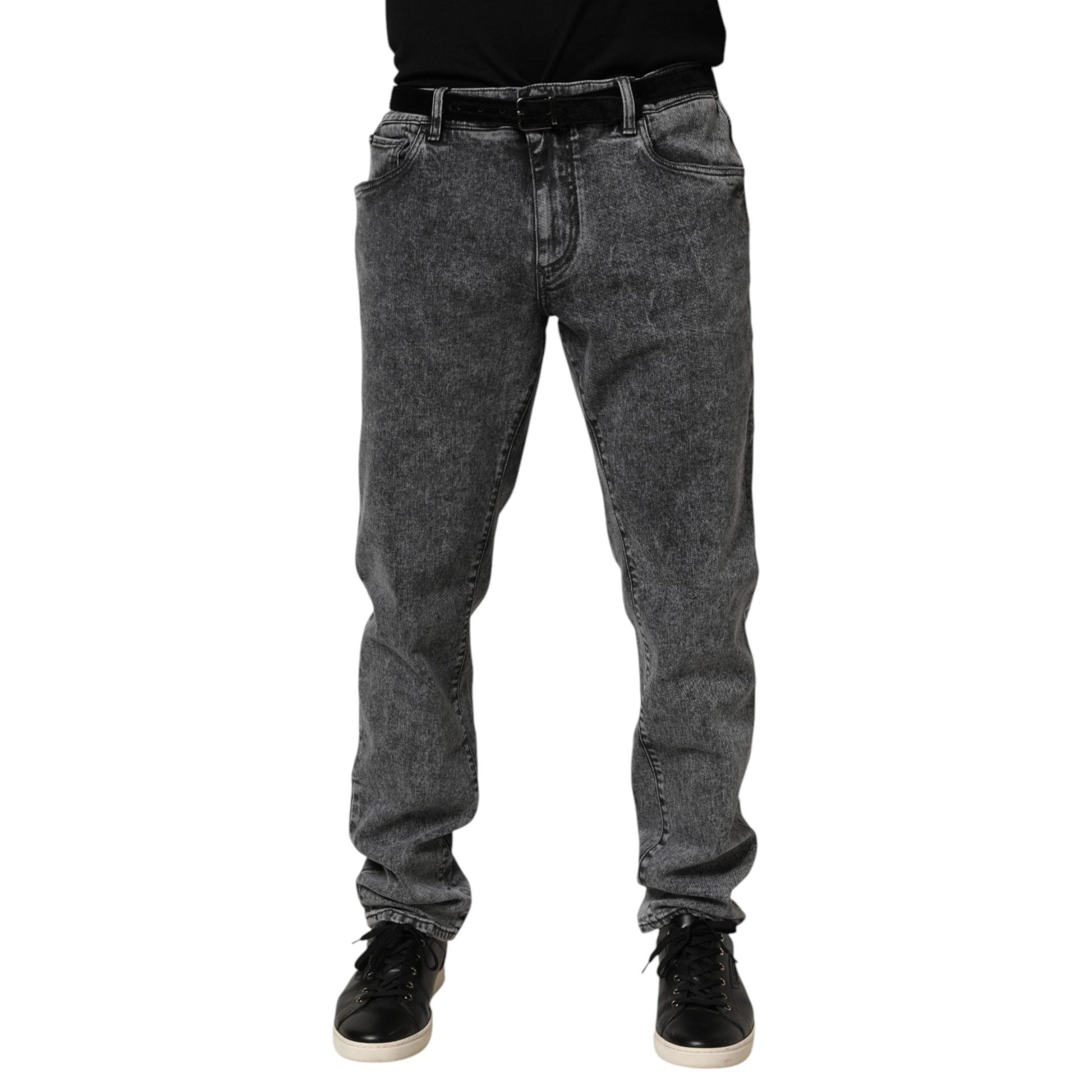 Dolce & Gabbana Gray Cotton Slim Fit Denim Trouser Jeans