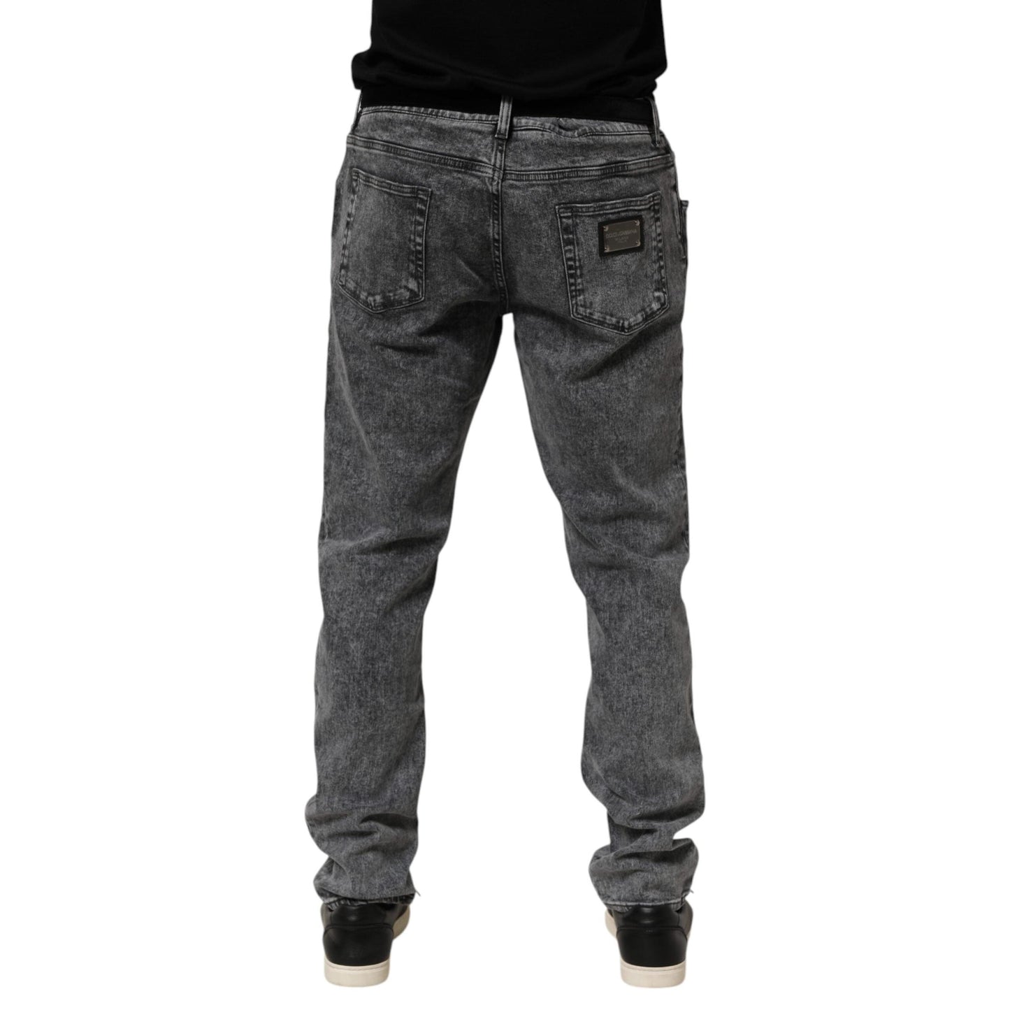 Dolce & Gabbana Gray Cotton Slim Fit Denim Trouser Jeans