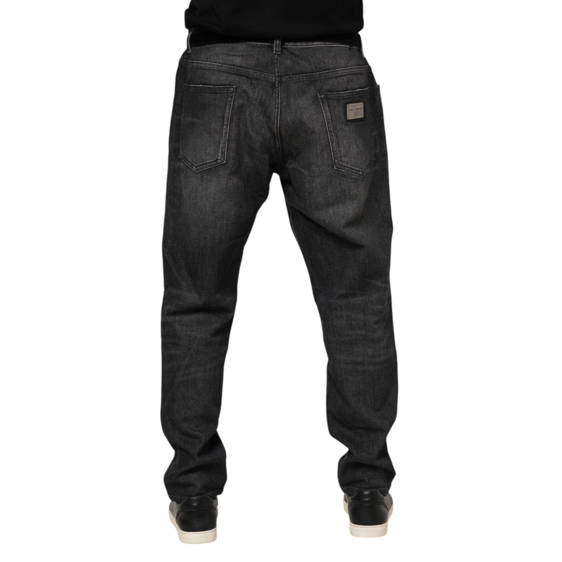 Dolce & Gabbana Gray Washed Cotton Loose Denim Jeans