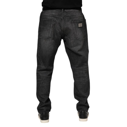 Dolce & Gabbana Gray Washed Cotton Loose Denim Jeans
