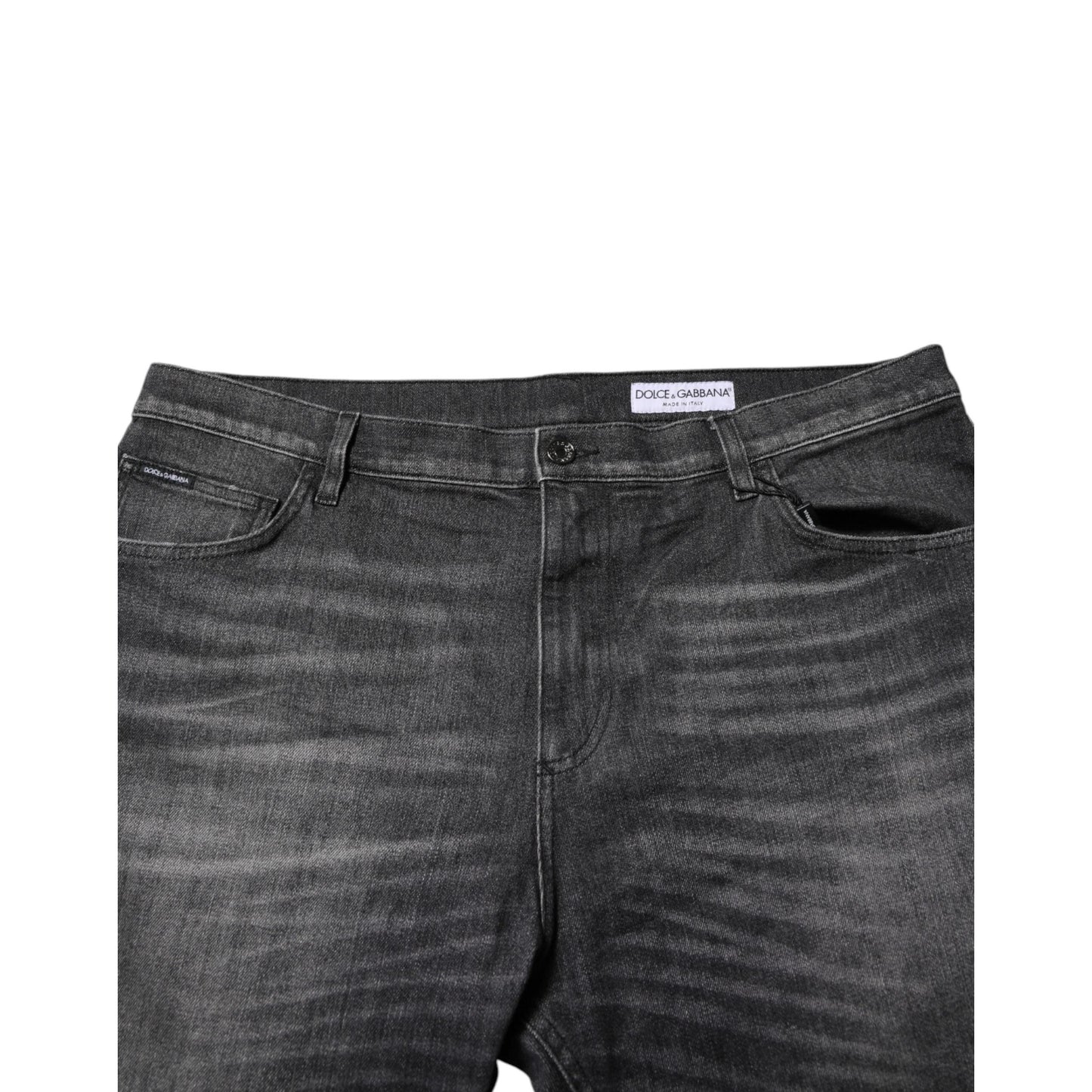 Dolce & Gabbana Gray Washed Cotton Loose Denim Jeans