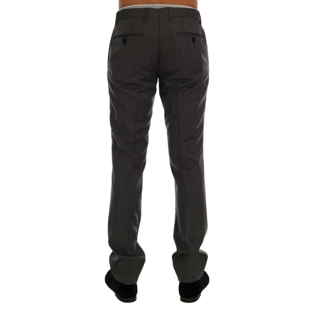 Dolce & Gabbana Gray Wool Striped Formal Pants