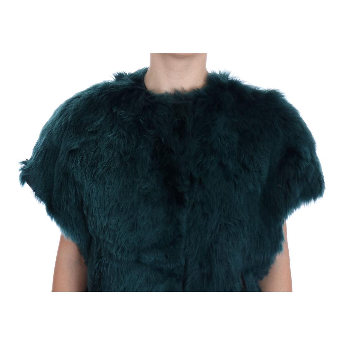 Dolce & Gabbana Green Alpaca Fur Vest Sleeveless Jacket