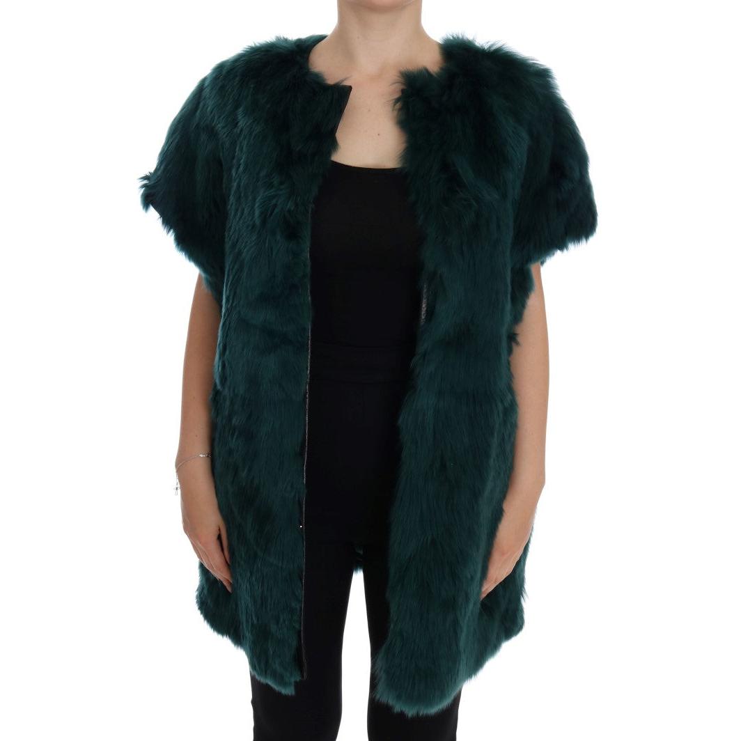 Dolce & Gabbana Green Alpaca Fur Vest Sleeveless Jacket