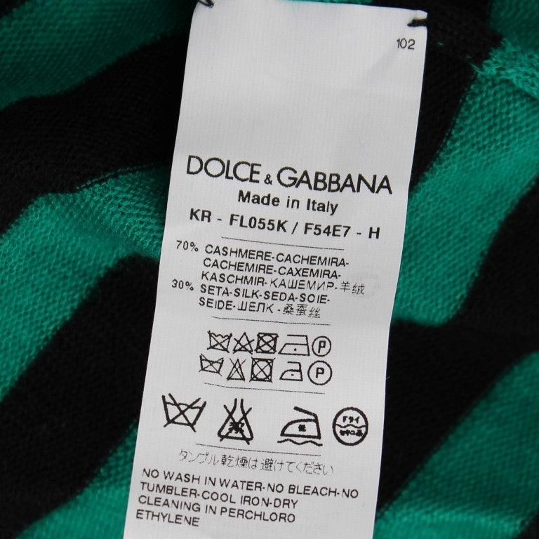 Dolce & Gabbana Green Black Silk Cashmere Sweater