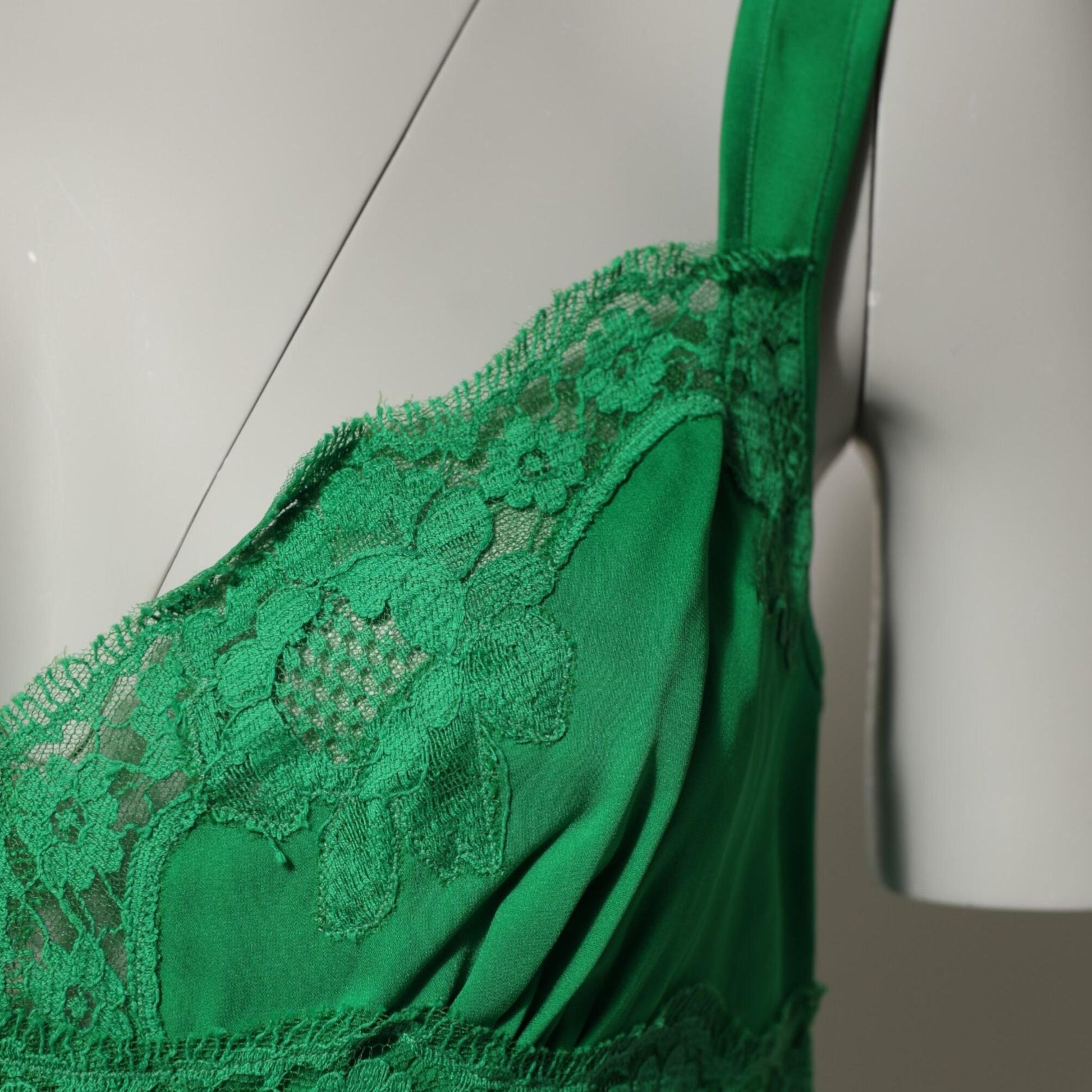 Dolce & Gabbana Green Floral Lace Tank Lingerie Top Underwear